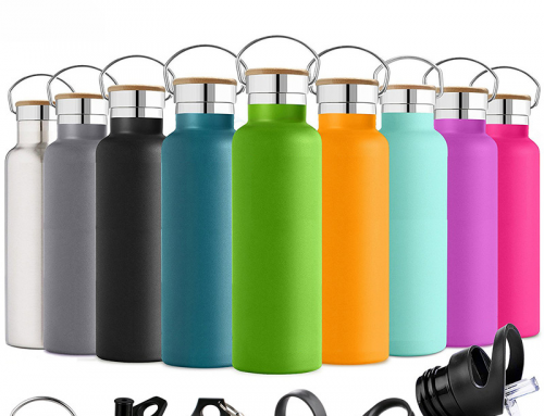 stainless steel bottle with bamboo lid
