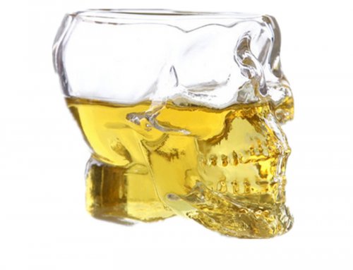 skull glass bottle